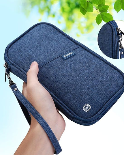 RFID Family Passport Wallet Holder Waterproof, Travel Document Organizer Credit Card Clutch Bag for Men Women