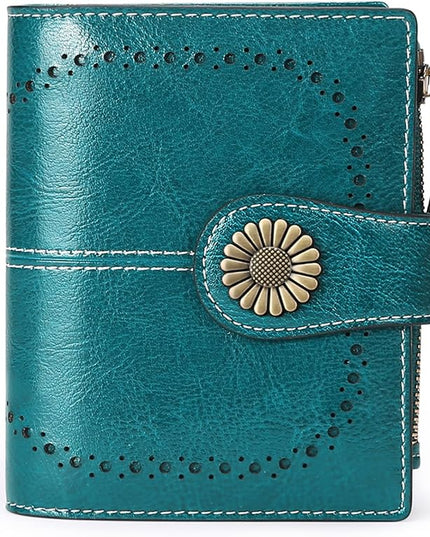 SENDEFN Small Womens Wallet Leather Bifold Card Holder RFID Blocking with Zipper Coin Pocket