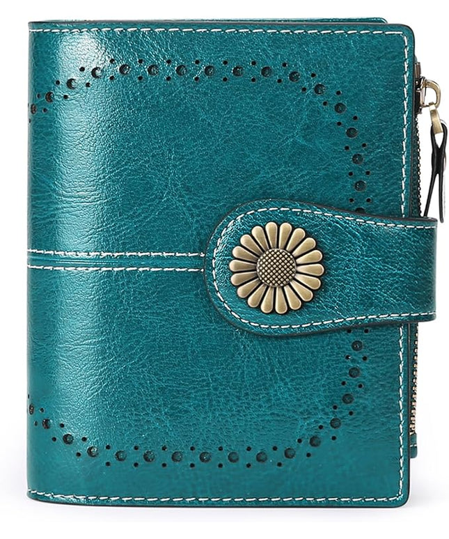 SENDEFN Small Womens Wallet Leather Bifold Card Holder RFID Blocking with Zipper Coin Pocket