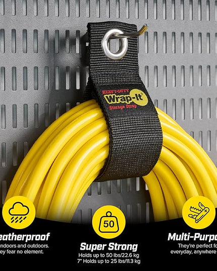 Heavy-Duty Wrap-It Storage Straps (Assorted 12 Pack) - Hanging Extension Cord Organizer for Cable Management and Storage on Garage Wall, RV Gadgets and Appliances