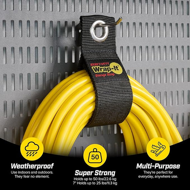 Heavy-Duty Wrap-It Storage Straps (Assorted 12 Pack) - Hanging Extension Cord Organizer for Cable Management and Storage on Garage Wall, RV Gadgets and Appliances