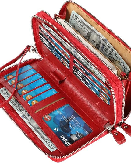 Lavemi Small Compact Women Wallet RFID Blocking Genuine Leather Bifold Purse with ID Windows