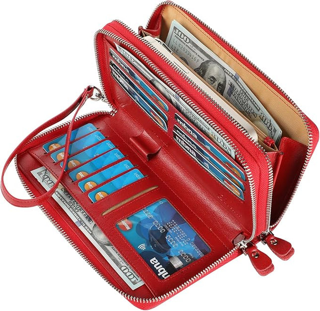 Lavemi Small Compact Women Wallet RFID Blocking Genuine Leather Bifold Purse with ID Windows