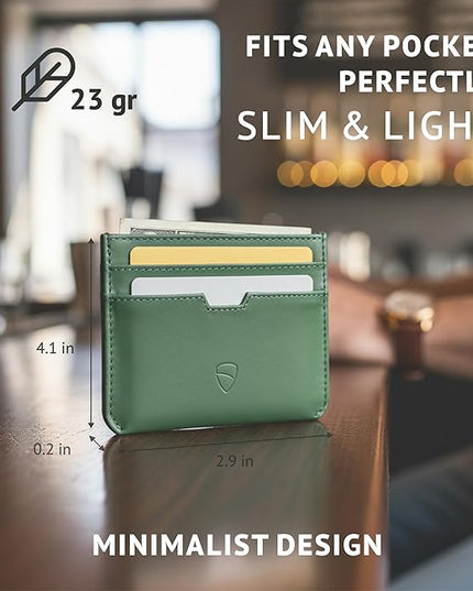 Vaultskin MOORGATE Slim Card Holder - Minimalist Leather Wallet, RFID Blocking Sleeve, Fits Front Pocket, for Men and Women