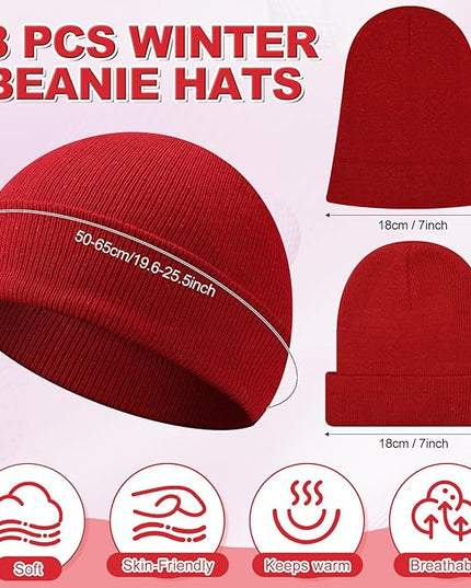 Winter Beanie Hats Bulk for Men Women Beanie Cap for Donation Cozy Knitted Cuffed Skull Cap Gift Soft Ski Hat
