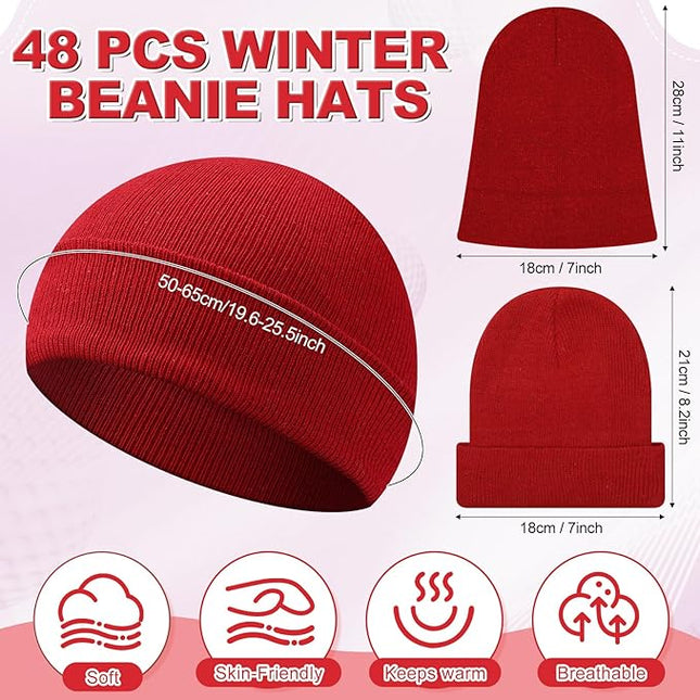 Winter Beanie Hats Bulk for Men Women Beanie Cap for Donation Cozy Knitted Cuffed Skull Cap Gift Soft Ski Hat