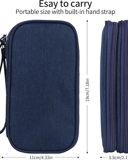 JIAKAI Travel Cable Organizer Electronics Accessories Bag for Charger, Phone, memory card,Travel Gadget Bag-Blue