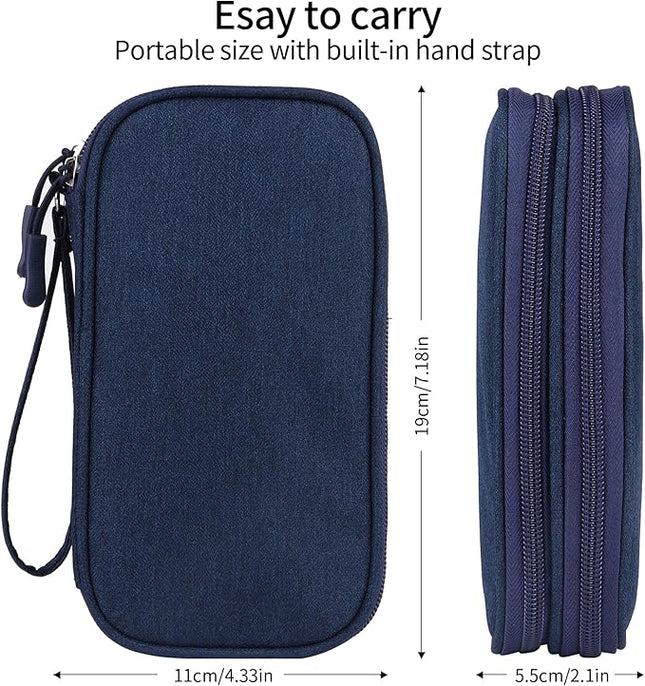 JIAKAI Travel Cable Organizer Electronics Accessories Bag for Charger, Phone, memory card,Travel Gadget Bag-Blue