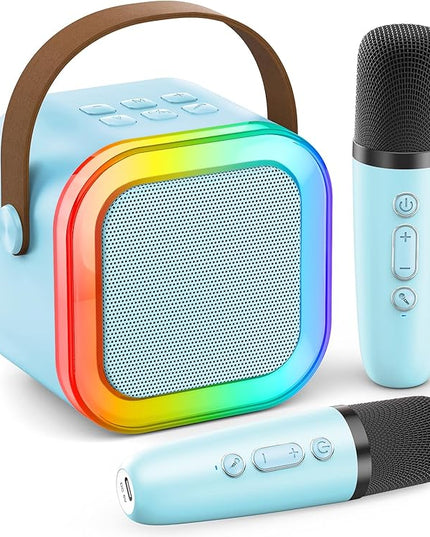 Mini Karaoke Machine for Kids Adults, Portable Bluetooth Speaker with 2 Wireless Karaoke Mics Player,2026 TOP Birthday Gifts Toys for Girls 3,4, 5, 6, 7, 8+Years Old Toddler(Light Blue)