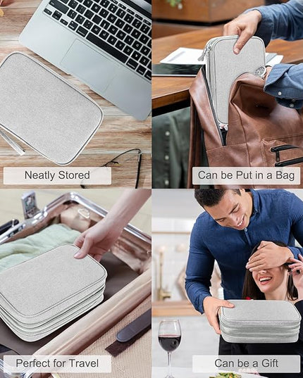 FYY Electronic Organizer, Large Travel Cable Organizer Bag Pouch Electronic Accessories Carry Case Portable Waterproof Double Layers All-in-One Storage Bag for Cable, Cord, Charger, Phone, Grey