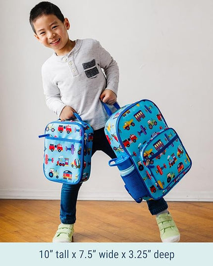 Wildkin ECO rPET Insulated Original Lunch Bag – Durable, Stylish, Ideal for School & Travel - Trains, Planes & Trucks