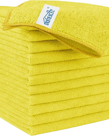 HOMEXCEL Yellow Microfiber Cleaning Cloth, 12 Pack Premium Microfiber Towels for Cars, Lint Free, Highly Absorbent, Reusable Cleaning Rags for Car, Household, Kitchen, Window, 11.5"X11.5"