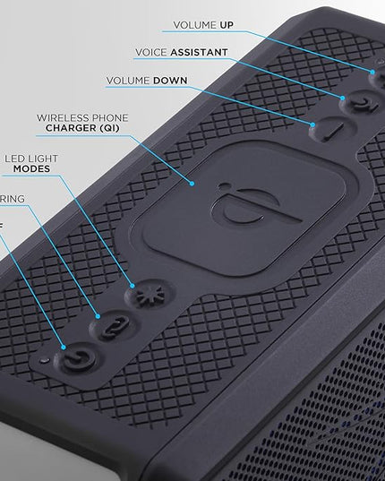 Altec Lansing Loud Portable Speakers Bluetooth Wireless Waterproof - MultiColor LED, 20 Hour Playtime, Mount Included | HydraBLAST 2.0 Magnetic Bluetooth Speaker for Travel, Home and Outdoor Adventure