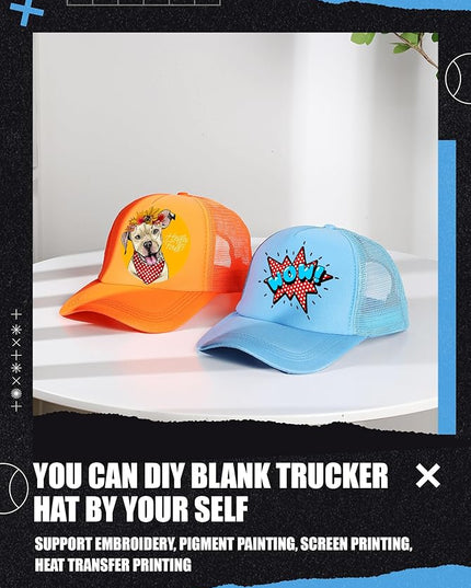 10 Pcs Sublimation Blank Trucker Hats Bulk Mesh Baseball Cap Polyester Mesh Trucker Hat for Men and Women