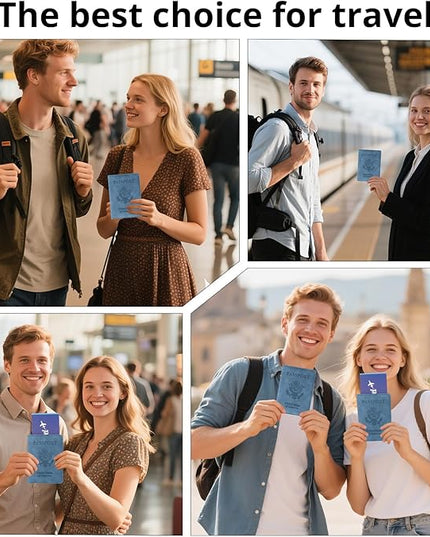 Passport Holder for Travel Essentials,RFID Blocking Passport Cover Wallet Card Case for Women and Men (Navy Blue)