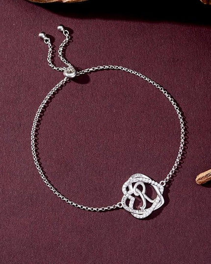 TOUPOP Gifts for Women Heart Initial Bracelet 925 Sterling Silver Double Heart Bracelet Birthday Jewelry Birthday Christmas Gifts for Her Wife Girlfriend