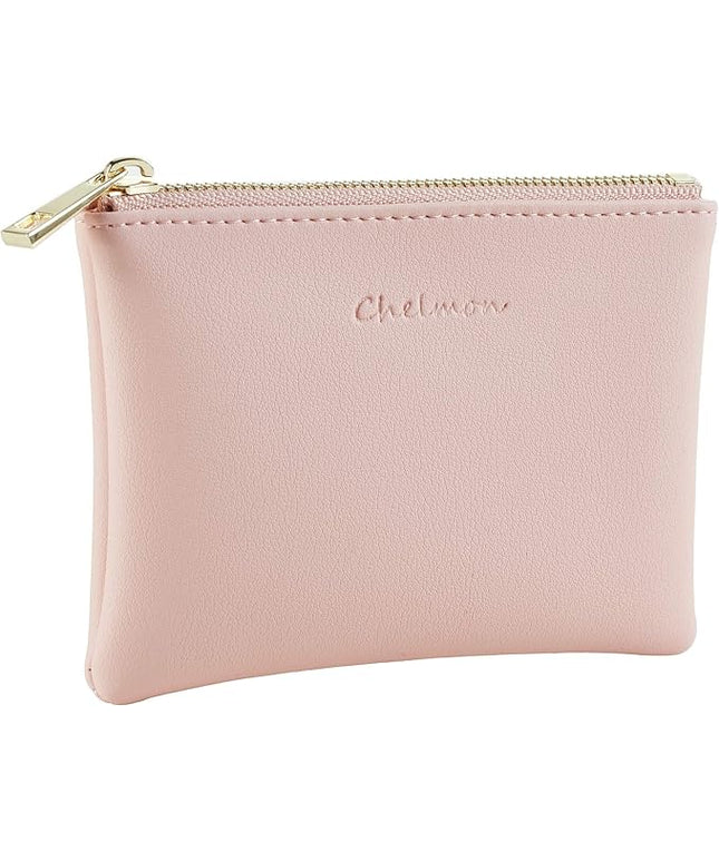 Chelmon Vegan Leather Coin Purse Pouch Change Purse With Zipper For Men Women