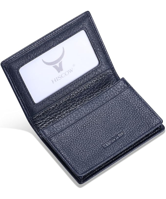Leather Business Card Case Holder for Men & Women, Italian Calfskin