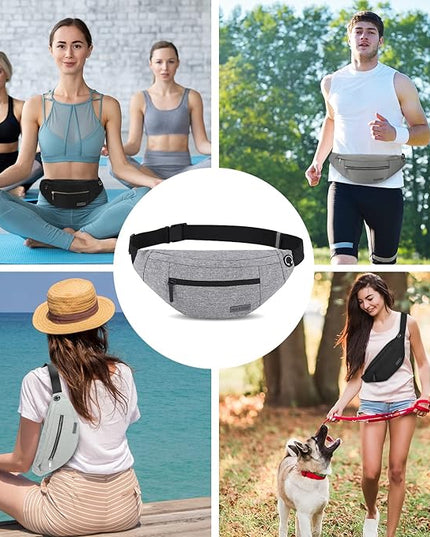 MAXTOP Large Crossbody Fanny Pack with 4-Zipper Pockets,Gifts for Enjoy Sports Festival Workout Traveling Running Casual Hands-Free Wallets Waist Pack Phone Bag Carrying All Phones