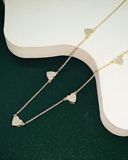 Cute Heart Necklace Dainty 18k Gold Plated Tiny Heart Pendant Choker Necklaces Small Gold Love Open Heart Chain Necklace for Women Simple Gold Necklace for Women Trendy Jewelry