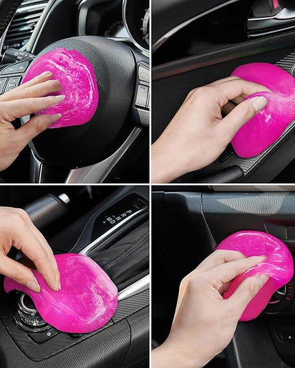 FiveJoy Car Cleaning Gels, 4-Pack Universal Auto Detailing Tools Car Interior Cleaner Putty, Dust Cleaning Mud for PC Tablet Laptop Keyboard, Camera, Printers, Calculator - 320g (2.8oz/pcs) (Pink)