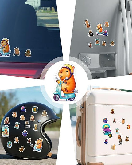 100 PCS Capybara Stickers Pack – Cute Funny Animal Vinyl Decals for Laptop, Water Bottle, Scrapbook, Car, Hard Hat – Gifts for Teens, Adults, Student, Teacher Christmas Birhday