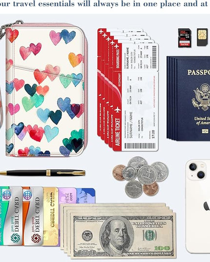 Fintie Family Passport Holder Wallet, RFID Blocking Travel Document Organizer Clutch Bag Credit Cards Case Cover for Women Men