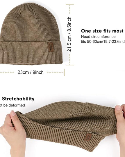 Wmcaps Winter Beanie for Men Women, Fleece Lined Beanie Soft Warm Knit Hat Ski Stocking Cuffed Cap