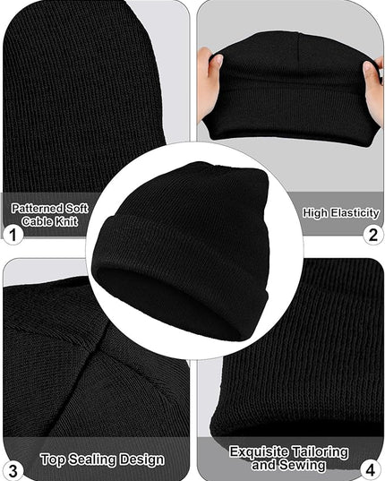Jecery 120 Pcs Winter Beanie Hats Bulk for Unisex Women Men Homeless Donation Hats Warm Knitted Cuffed Toboggan Stretch Caps