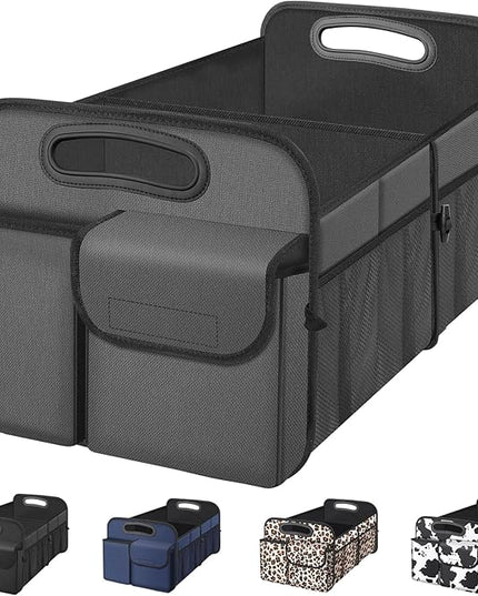 Femuar Car Trunk Organizer, Car Storage Organizer with Large Capacity Waterproof Collapsible Trunk Organizer for Car Suv/Jeep/Sedan (Grey, Standard)