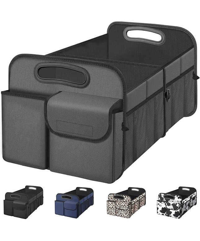 Femuar Car Trunk Organizer, Car Storage Organizer with Large Capacity Waterproof Collapsible Trunk Organizer for Car Suv/Jeep/Sedan (Grey, Standard)