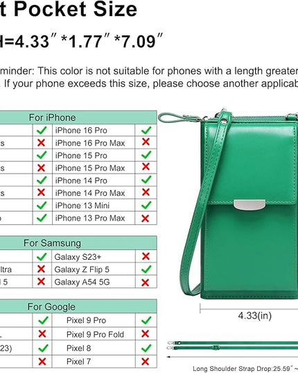 KUKOO Small Crossbody Bag Cell Phone Purse Wallet with Credit Card Slots for Women
