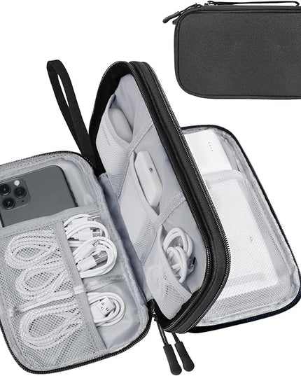 Electronics Travel Organizer,Portable Waterproof Electronic Travel Storage Bag for Small Charging Cord Storage,Charger,Small Electronics,SD Card etc,for Travel,Business - Black