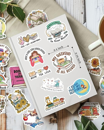 MiStar Bookish Stickers for Kindle, 64 PCS, Book Inspirational Reading Stickers for Kindle Case, iPad, eBook Reader, Laptops, Matte Waterproof Decorating Book Accessories Gifts for Kids Adults Readers