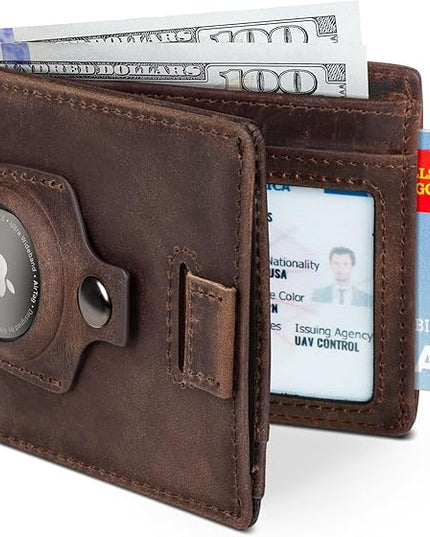 SERMAN BRANDS RFID Blocking Slim Bifold Genuine Leather Thin Minimalist Front Pocket Wallets for Men Billfold Wallet Men Gift