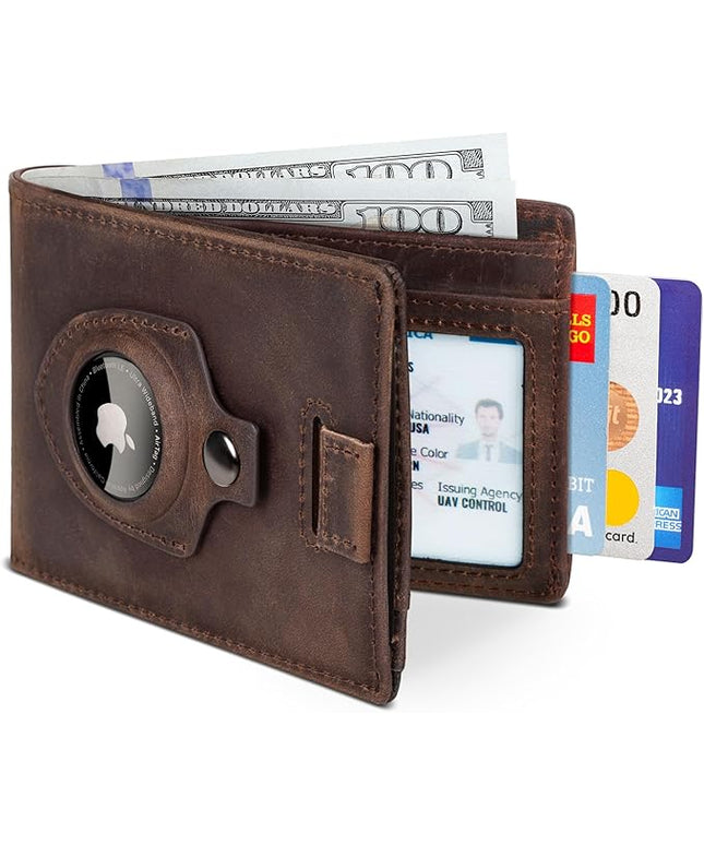 SERMAN BRANDS RFID Blocking Slim Bifold Genuine Leather Thin Minimalist Front Pocket Wallets for Men Billfold Wallet Men Gift