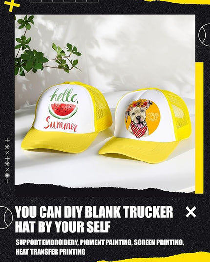 10 Pcs Sublimation Blank Trucker Hats Bulk Mesh Baseball Cap Polyester Mesh Trucker Hat for Men and Women