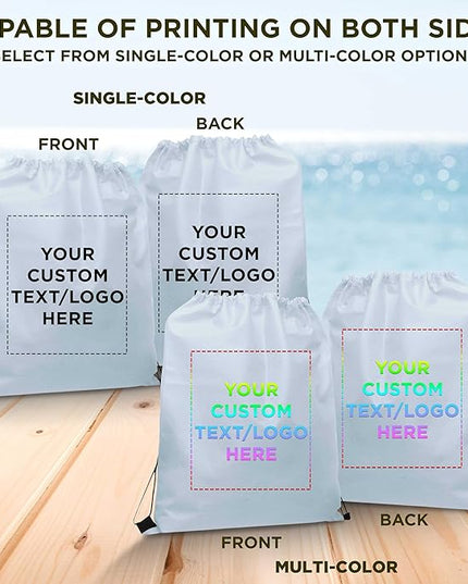 DISCOUNT PROMOS Custom Non-Woven Drawstring Backpacks Set of 10/50/100, Personalized Bulk Pack