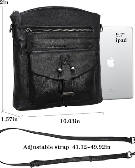 HESHE Leather Crossbody Bags for Women Satchel Purses Shoulder Purses and Handbags Cross Body Bag with Multi Pockets