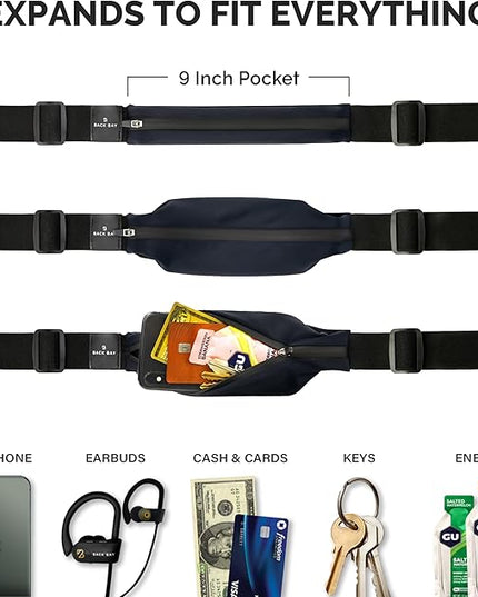 Back Bay Reflective Running Belt for Women & Men [Fits ALL Phones], Runners Fanny Pack, Money Belt, Reflective Running Gear, Waist Bag Workout Gear, iPhone Runner's Phone Holder Waist Pack
