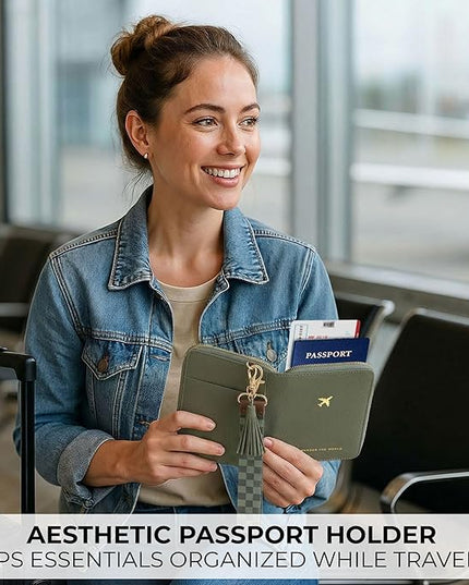 Beautiful Passport Holder for Travel with Wristlet Strap - All-in-One Wallet for Women with Card Slots and Tassel Keychain - Perfect Case to Keep Your Travel Documents Organized & Safe