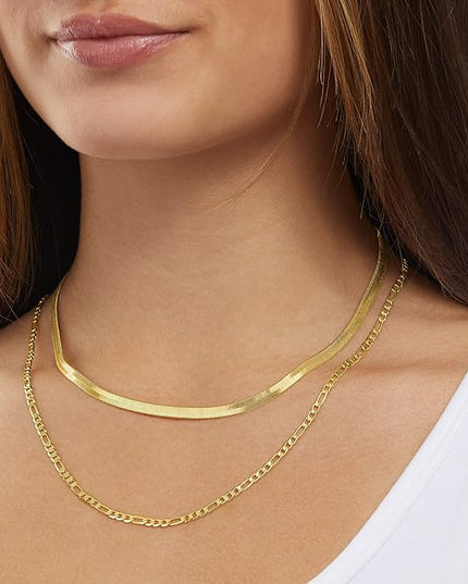 Amazon Essentials 14k Gold or Sterling Silver Plated Figaro Chain Necklace
