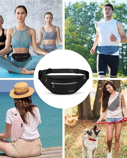 MAXTOP Large Crossbody Fanny Pack with 4-Zipper Pockets,Gifts for Enjoy Sports Festival Workout Traveling Running Casual Hands-Free Wallets Waist Pack Phone Bag Carrying All Phones