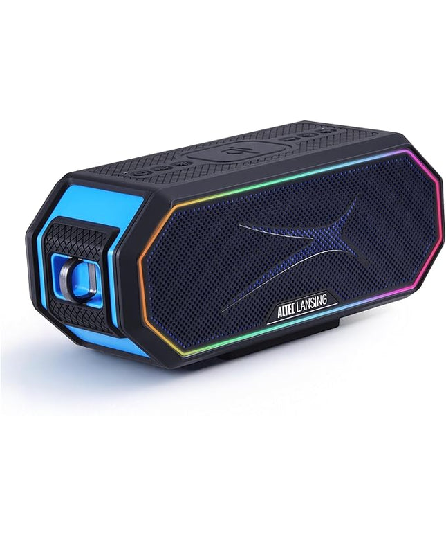 Altec Lansing Loud Portable Speakers Bluetooth Wireless Waterproof - MultiColor LED, 20 Hour Playtime, Mount Included | HydraBLAST 2.0 Magnetic Bluetooth Speaker for Travel, Home and Outdoor Adventure