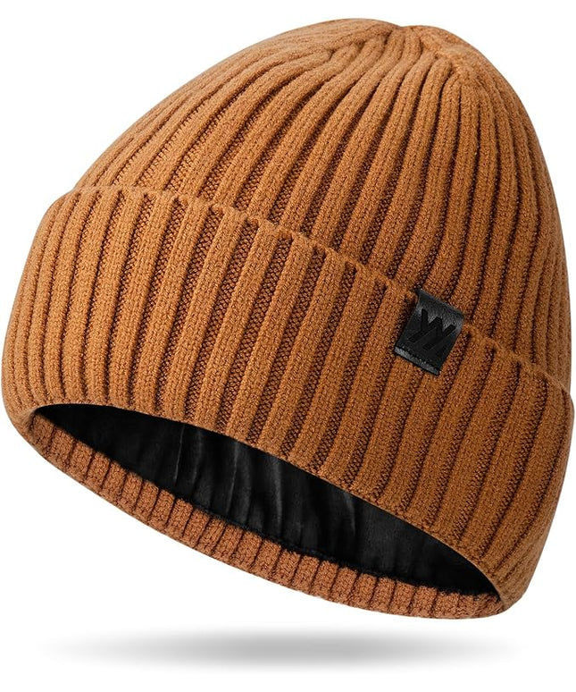 Winter Beanie Hat for Men & Women, Fleece Lined Thermal Knit Hat Ski Beanie Skull Cap Cuffed Cap for Cold Weather