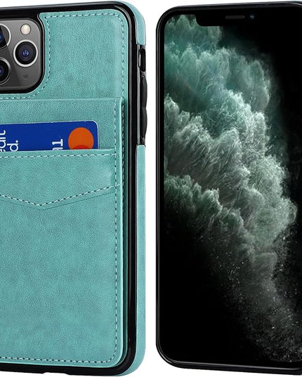 KIHUWEY Compatible with iPhone 11 Pro Max Case Wallet with Credit Card Holder, Premium Leather Magnetic Clasp Kickstand Heavy Duty Protective Cover for iPhone 11 Pro Max 6.7 Inch(Mint Green)