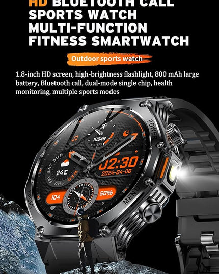 Fitness Smart Watch for Men Women, Bluetooth Calling & 1.8" AMOLED, SpO2/Heart Rate/Sleep Tracker, 100+ Workout Modes, IP67 Waterproof, 7+Day Battery, iPhone Android Compatible Black