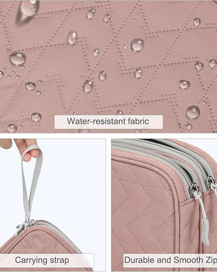 FYY Electronic Organizer, Large Travel Cable Organizer Bag Pouch Electronic Accessories Carry Case Portable Waterproof Double Layers All-in-One Storage Bag for Cable, Cord, Charger, Pattern Pink