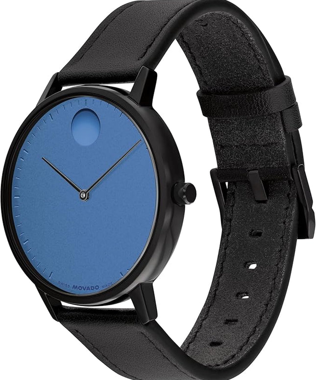 Movado Face Watch - Swiss Quartz, Leather Strap - Classic, Timeless Luxury Fashion Timepiece for Him or Her - 41mm