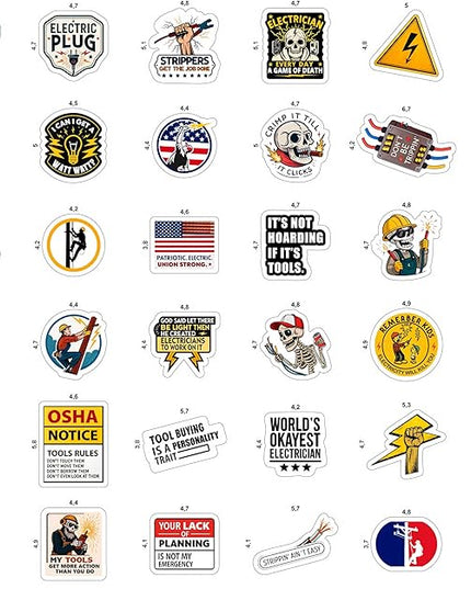 100Pcs Funny Electrician Stickers for Hard Hats, Waterbottle - Electrical Stickers - Electrician Gifts for Men, Party Supplies - Gift for Women & Men